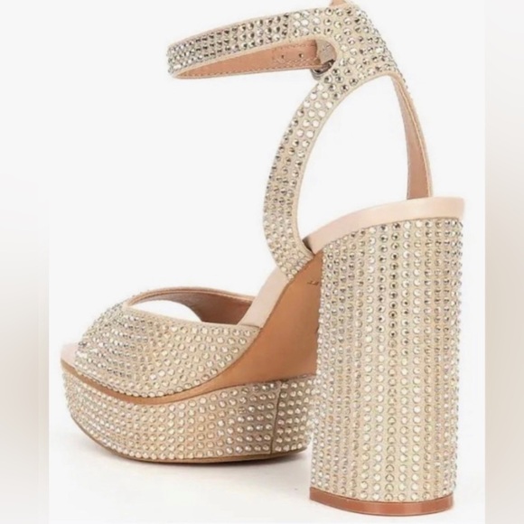 Chelsea & Violet Cora Gold Rhinestone Platform Heels - Picture 3 of 13